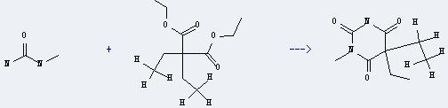 N-Methylurea can react with diethylmalonic acid diethyl ester to get 5,5-diethyl-1-methyl-pyrimidine-2,4,6-trione